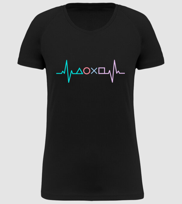 Playstation Symbols EKG model negru pe tricou