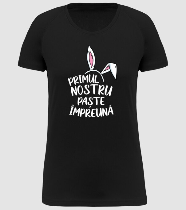 Primul nostru Paște împreună model negru pe tricou