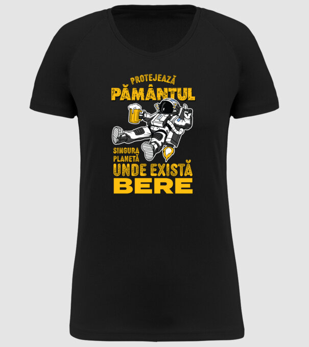Protejează Pământul, singura planetă unde există bere model negru pe tricou