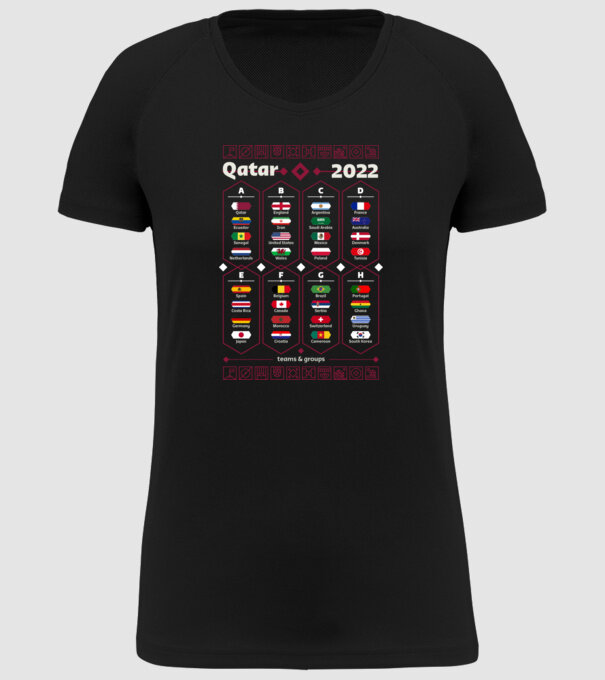 Qatar 2022 teams - groups model negru pe tricou