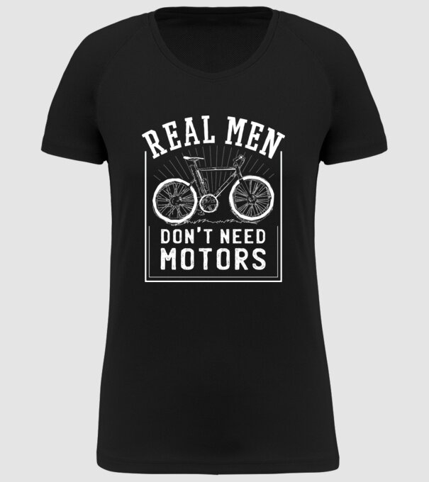 real man dont need motors model negru pe tricou