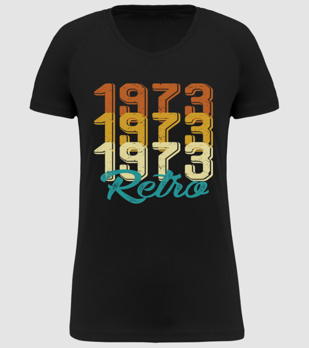Retro 1973 model negru pe tricou
