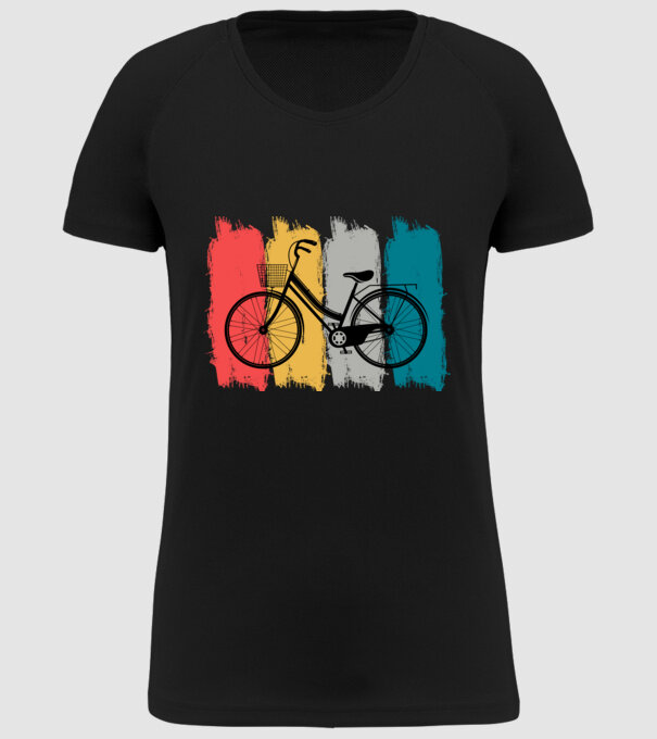 Retro city bike model negru pe tricou
