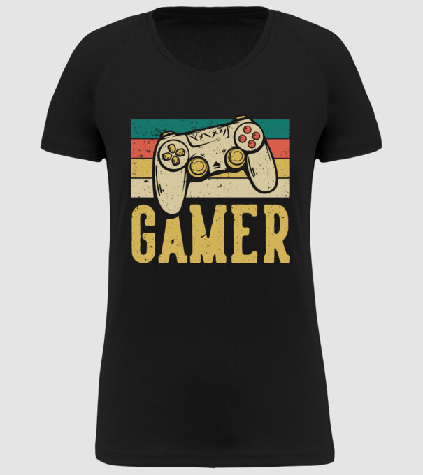 Retro gamer model negru pe tricou