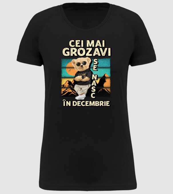 RETRO teddy DECEMBRIE model negru pe tricou