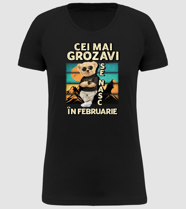 RETRO teddy FEBRUARIE model negru pe tricou