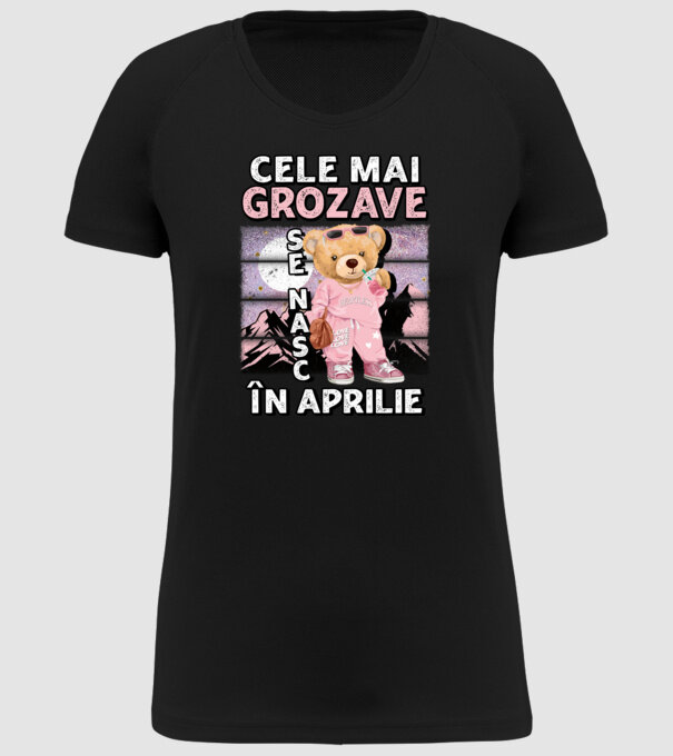 RETRO teddy fetişcană APRILIE model negru pe tricou
