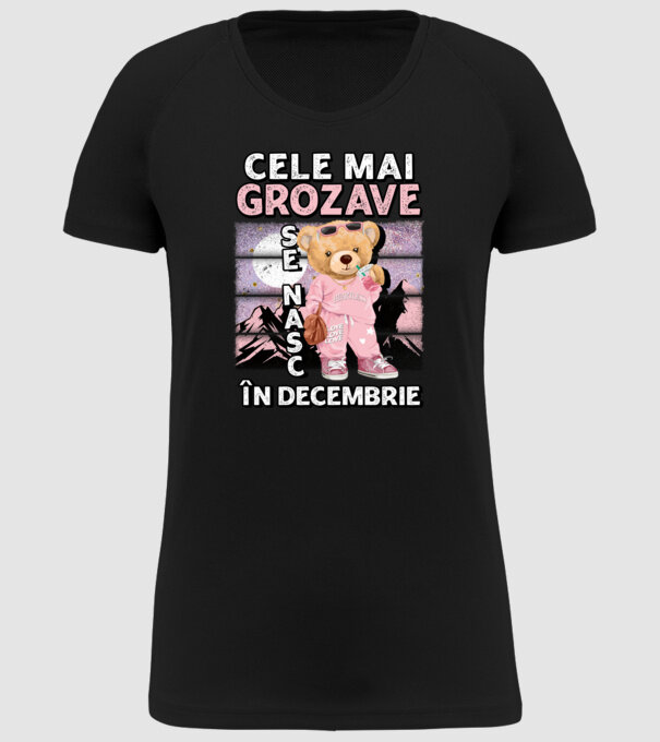 RETRO teddy fetişcană DECEMBRIE model negru pe tricou