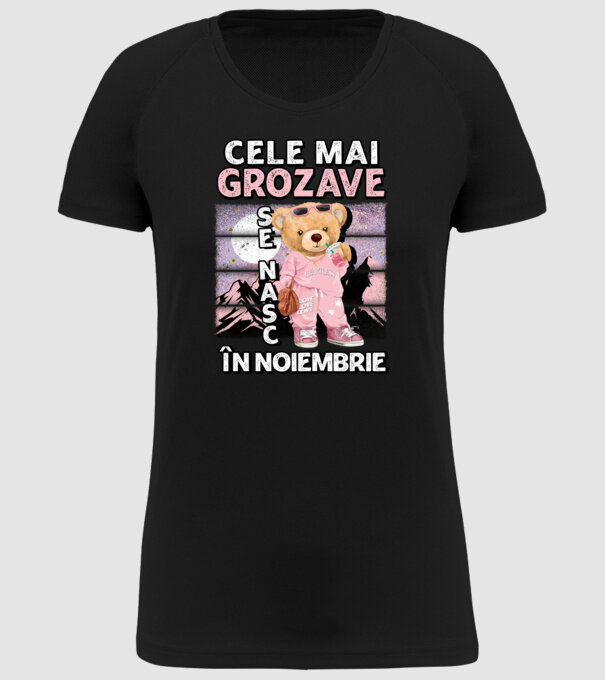 RETRO teddy fetişcană NOIEMBRIE model negru pe tricou