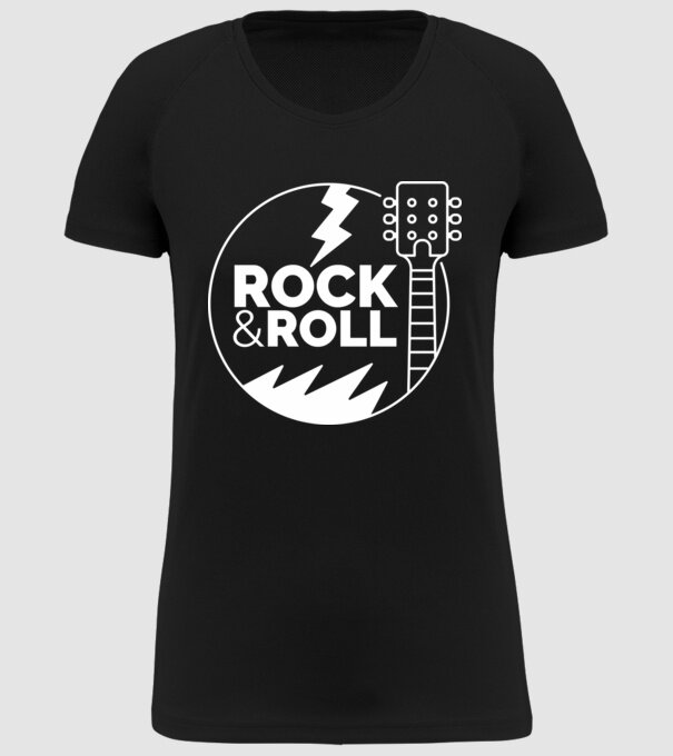 Rock n roll model negru pe tricou