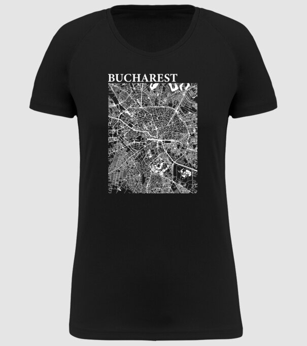 România Bucharest map model negru pe tricou