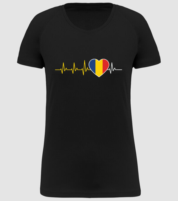România heartbeat model negru pe tricou
