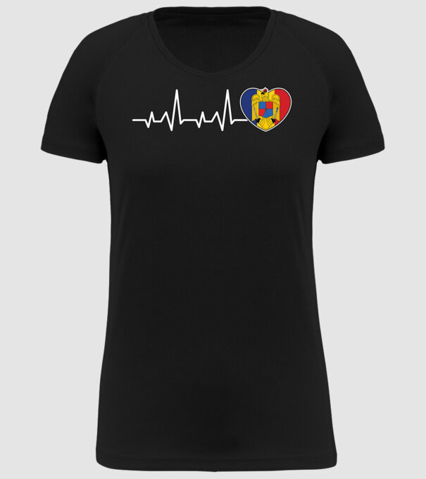 ROMANIA heartbeat model negru pe tricou