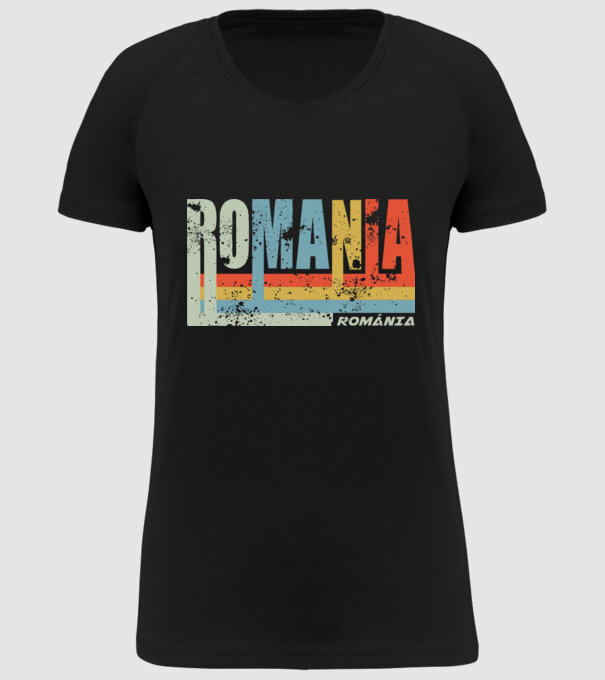 România retro model negru pe tricou