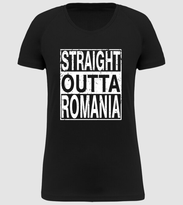România straight outta model negru pe tricou