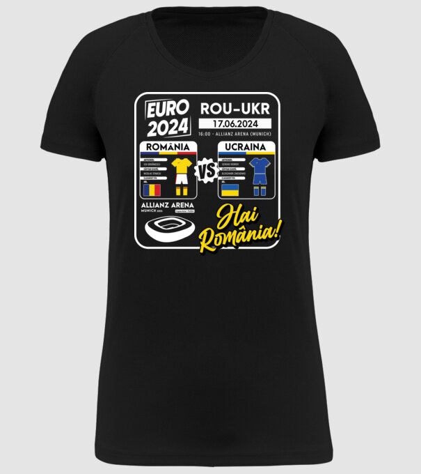 ROU-UKR euro 2024 calendar model negru pe tricou