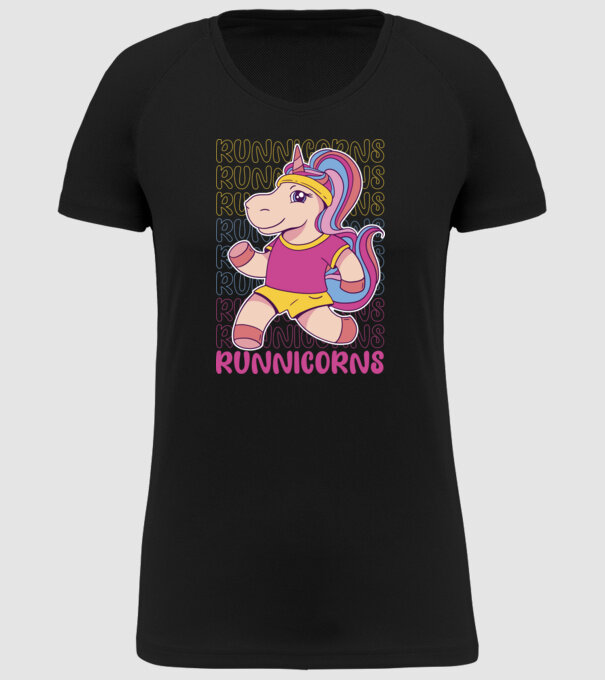 Runnicorns model negru pe tricou
