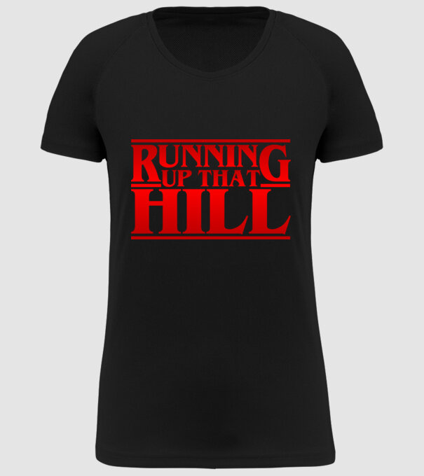 running up that hill model negru pe tricou