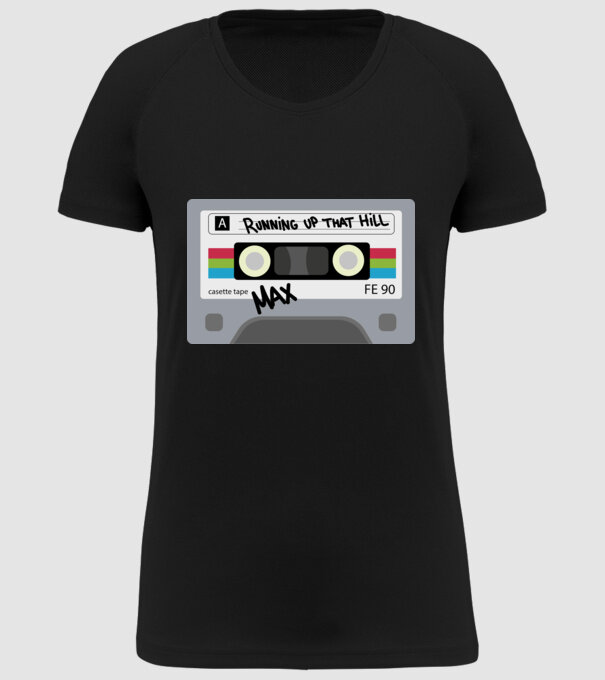 running up that hill casette model negru pe tricou