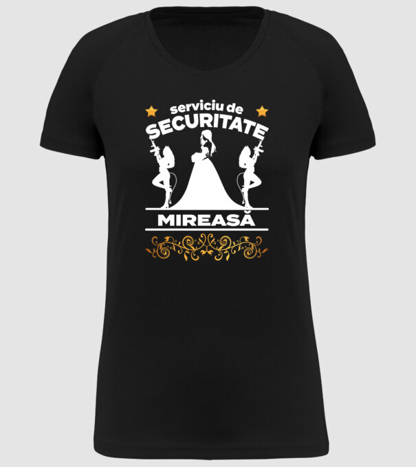serviciu de securitate mireasă model negru pe tricou