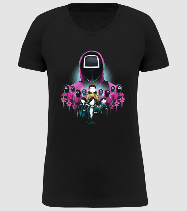 squid game crew model negru pe tricou