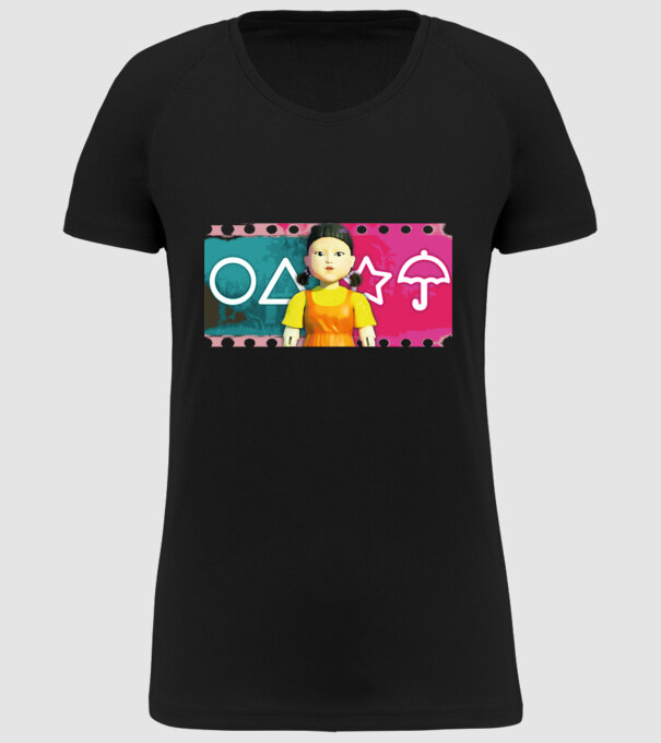 squid game drawing model negru pe tricou