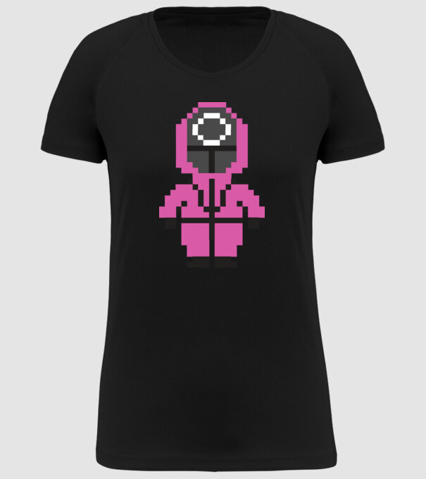 squid game pixel model negru pe tricou
