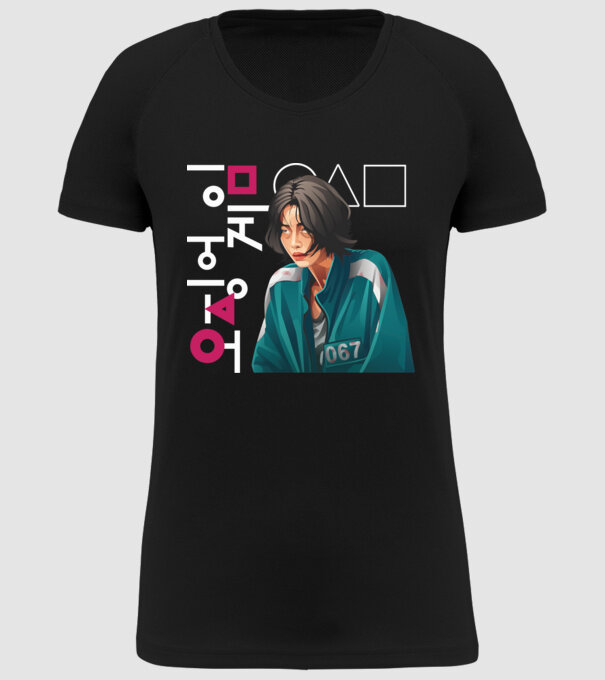 squid game player 067 model negru pe tricou