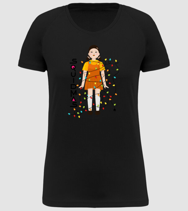 squidmas girl model negru pe tricou