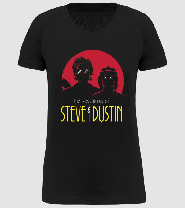 steve and dustin model negru pe tricou