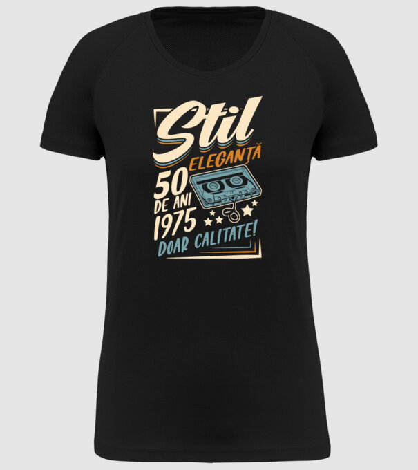 Stil eleganta 1975 model negru pe tricou