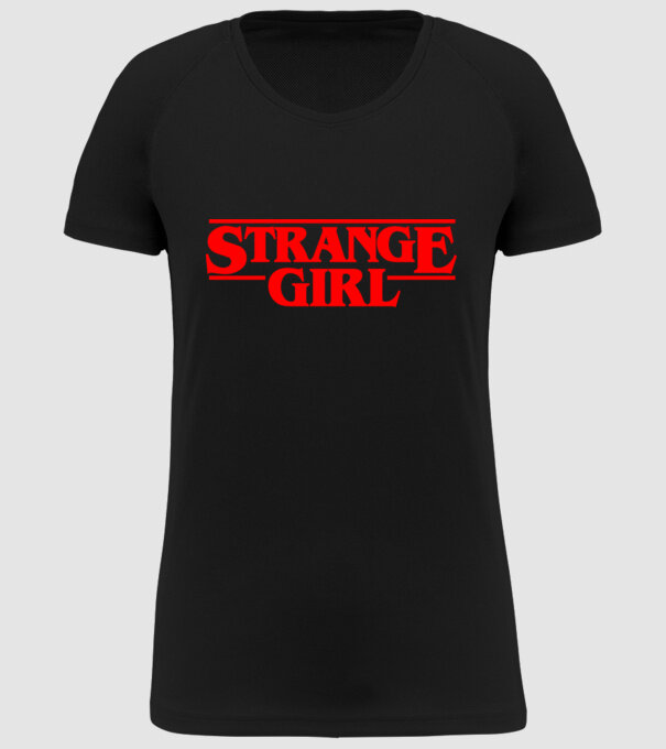 strange girl model negru pe tricou
