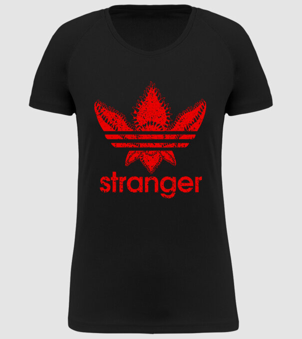 stranger logo red model negru pe tricou