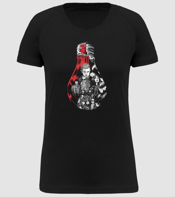 stranger things bulb model negru pe tricou