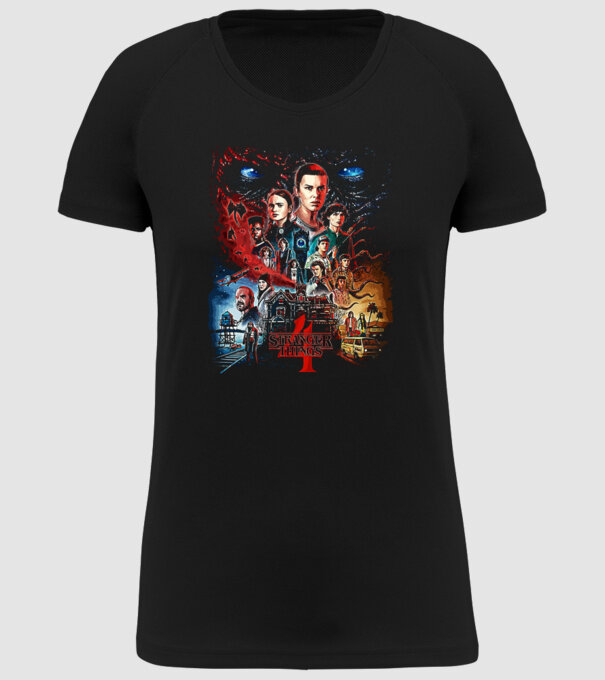 stranger things poster model negru pe tricou