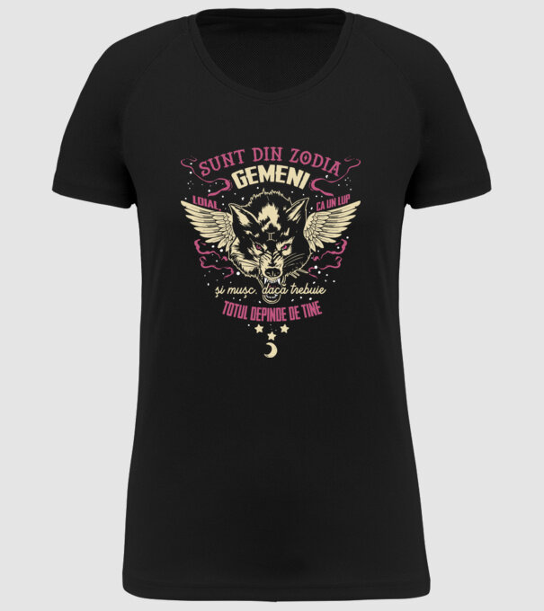 GEMENI model negru pe tricou
