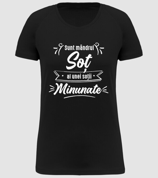 Sunt mândrul soț al unei soții minunate model negru pe tricou