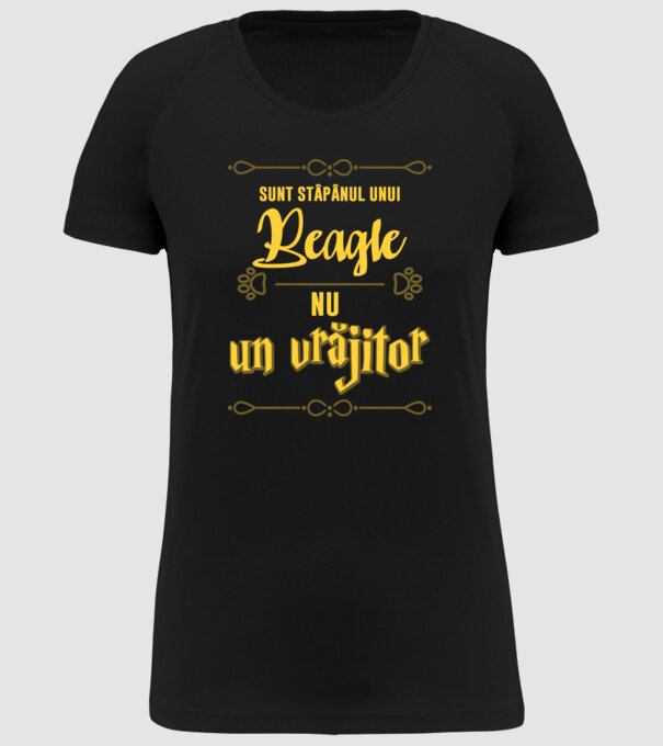 sunt stăpânul unui beagle, nu un vrăjitor model negru pe tricou