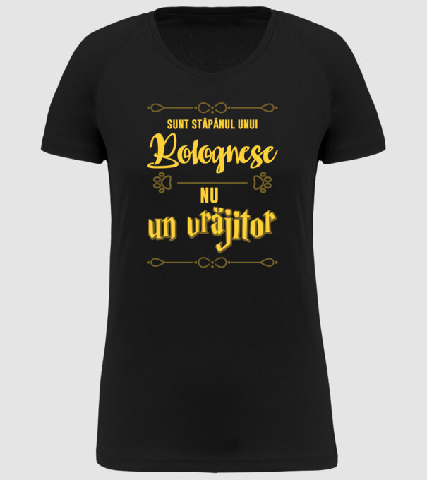 sunt stăpânul unui bolognese, nu un vrăjitor model negru pe tricou
