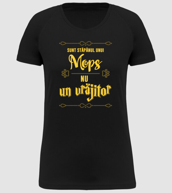 sunt stăpânul unui mops, nu un vrăjitor model negru pe tricou
