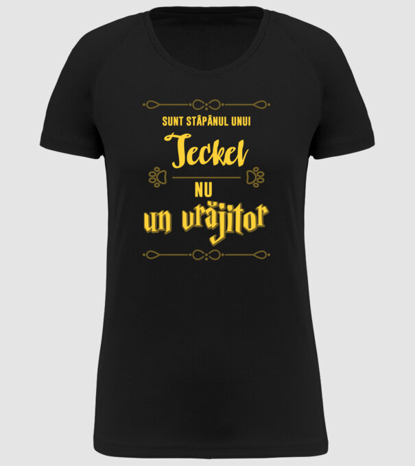 sunt stăpânul unui teckel, nu un vrăjitor model negru pe tricou