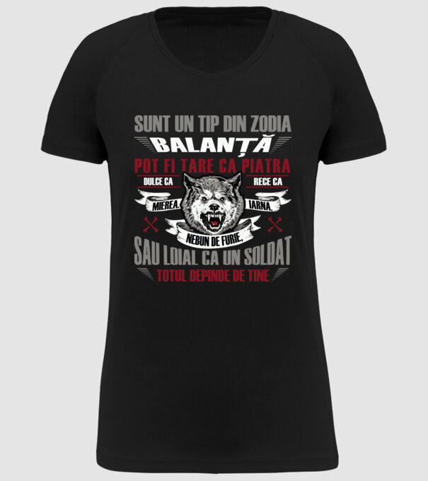 Sunt un tip din zodia Balanță model negru pe tricou