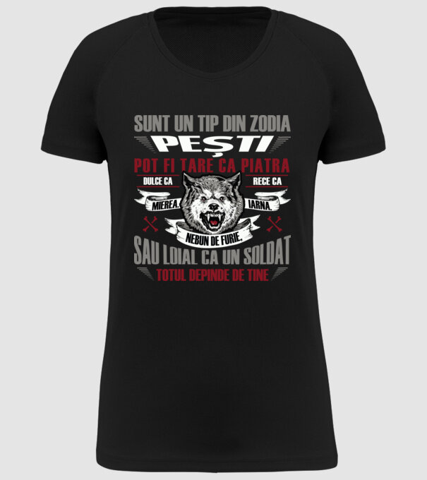 Sunt un tip din zodia Pești model negru pe tricou