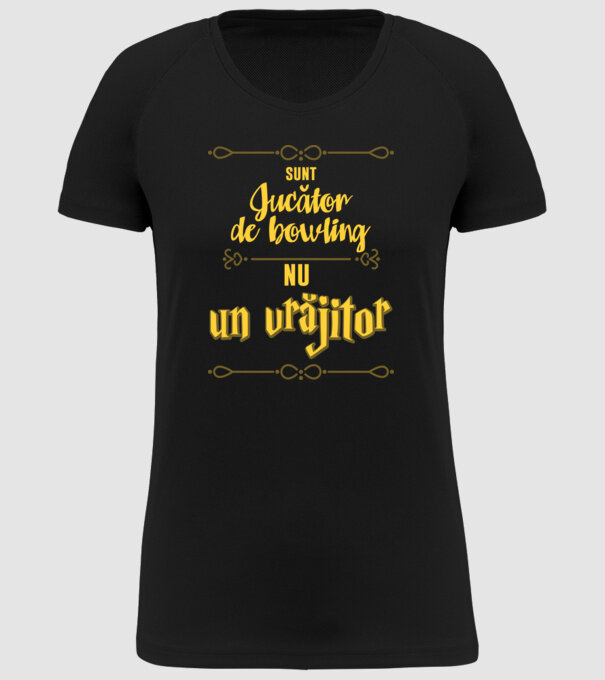 Sunt jucător de bowling, nu un magician model negru pe tricou