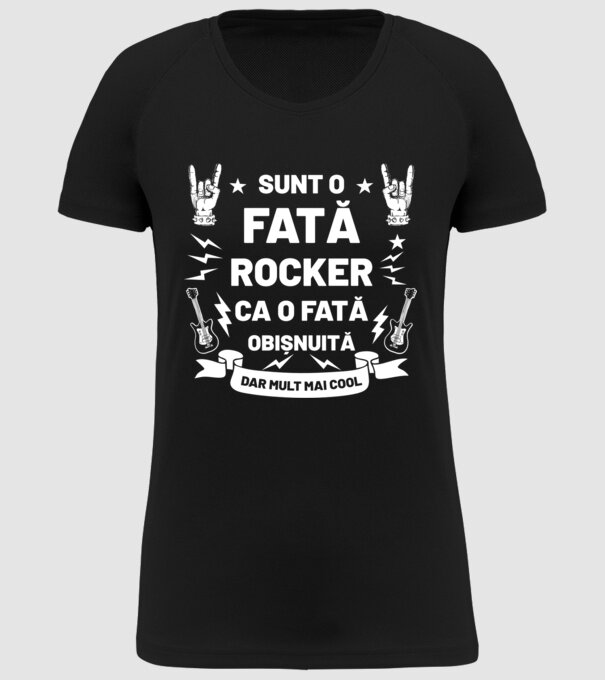 Sunt o fată rocker, ca o fată obișnuită, dar mult mai cool model negru pe tricou