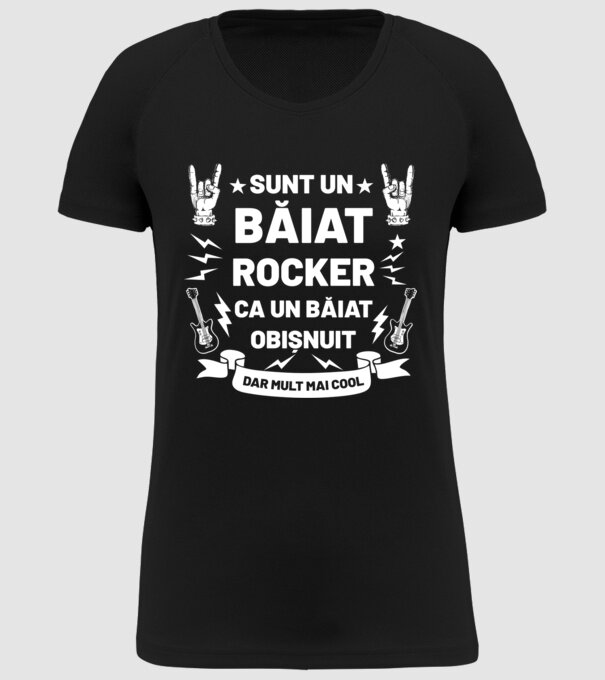 Sunt un băiat rocker, ca un băiat obișnuit, dar mult mai cool model negru pe tricou