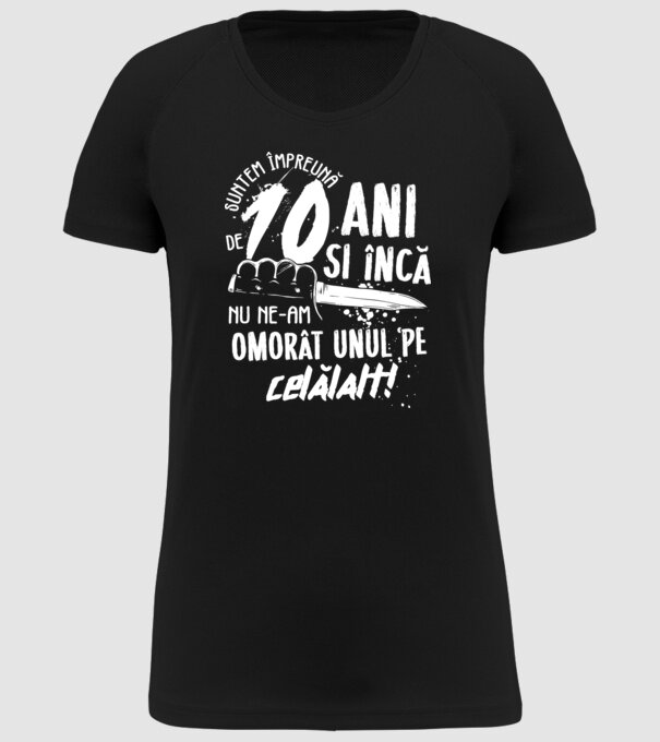 Suntem împreună de 10 ani model negru pe tricou