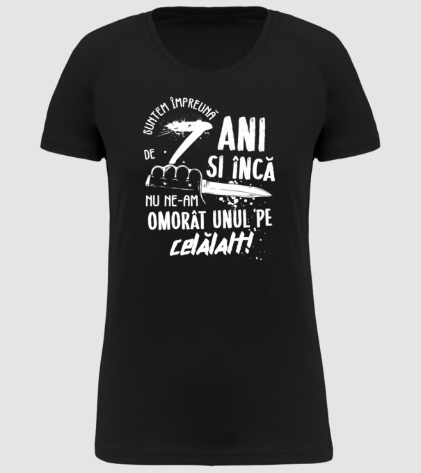 Suntem împreună de 7 ani model negru pe tricou