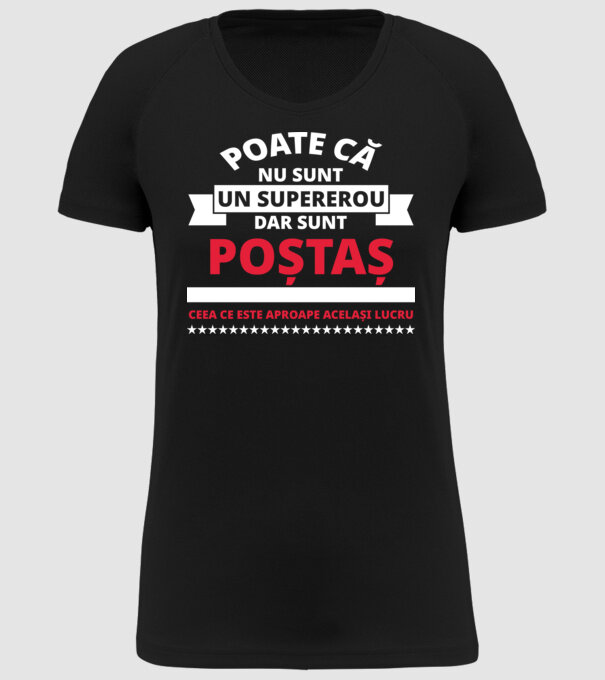 Supererou poştaş model negru pe tricou