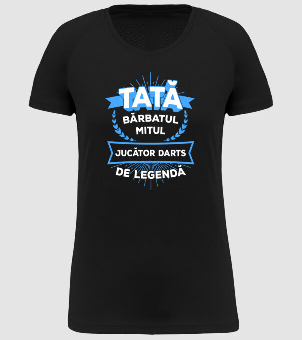 tată, bărbatul, mitul, jucător darts de legendă model negru pe tricou
